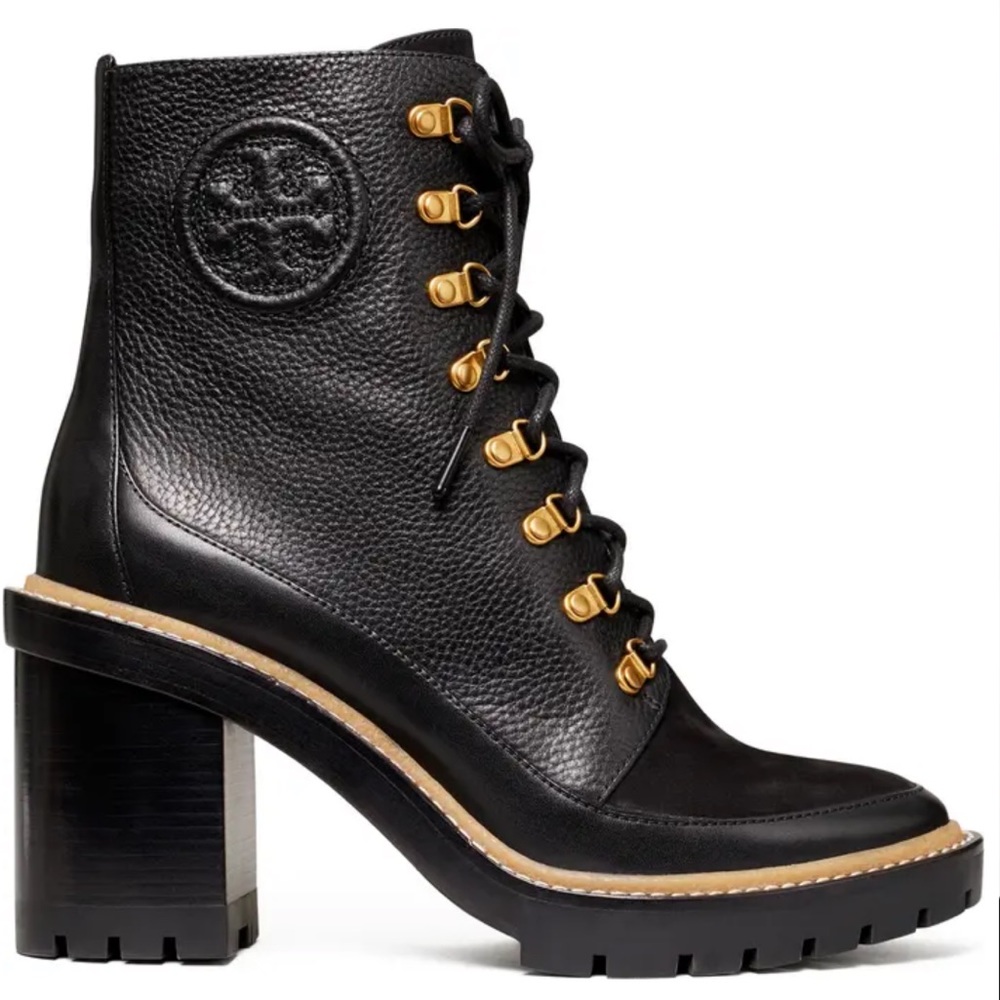 TORY BURCH Miller Mixed Materials Lug Sole Boot 
Black — size 7 WORN 1!! Comfy!!